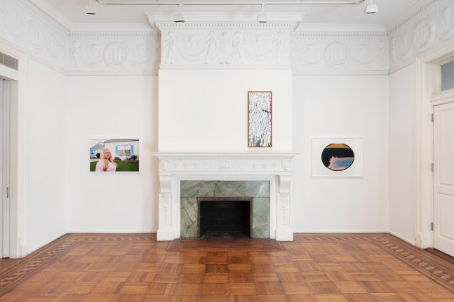 This is an installation image of works by Genevieve Gaignard and Zachary Armstrong installed at Tilton Gallery.
