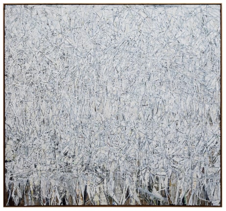 Zachary Armstrong "All white painting Noah", 2019 Oil and encaustic on linen in artist frame 82 x 92 inches
