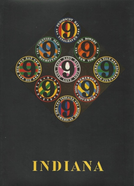 Exhibition catalogue cover for Robert Indiana: Recent Paintings at the Paul Kasmin Gallery featuring a reproduction of the painting The Ninth American Dream
