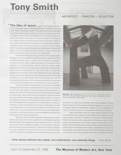 Tony Smith: Architect, Painter, Sculptor