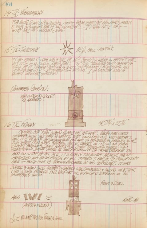 Journal page for September 14-16, 1960 with sketches of two sculptures