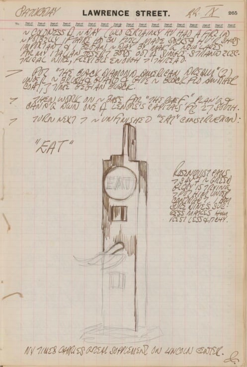 Journal page for September 22, 1962, with a sketch of the sculpture Eat