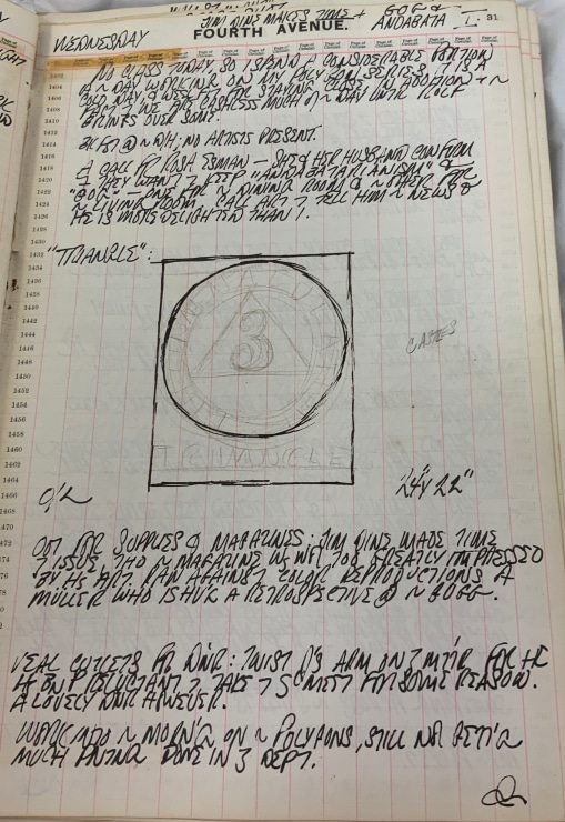 Journal page for January 31, 1962, with a black and white sketch of the painting Tintinnabulation