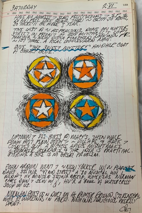 Journal page for June 2, 1962, with a color sketch of a detail of the painting The Triumph of Tira
