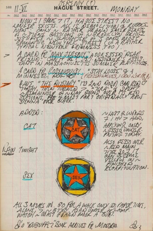 Journal page for June 2, 1962, with color sketches of two circles from The Triumph of Tira