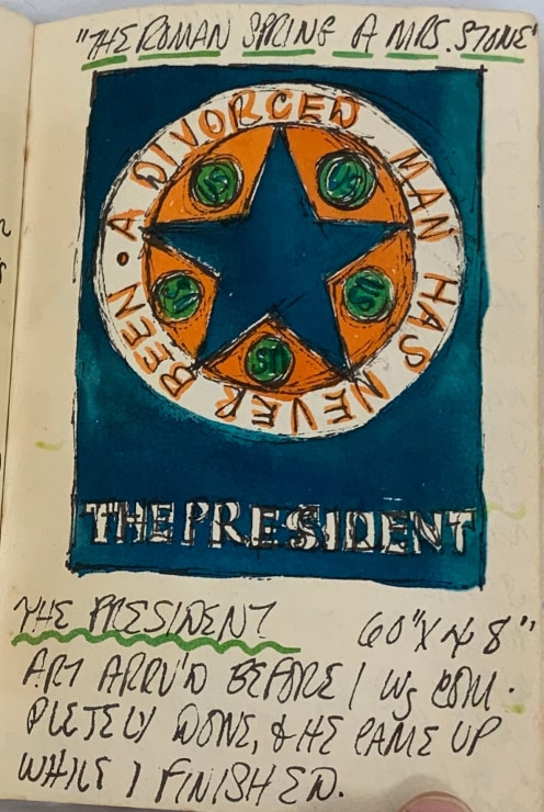 Journal page for December 31, 1961, with a color sketch of A Divorced Man Has Never Been the President