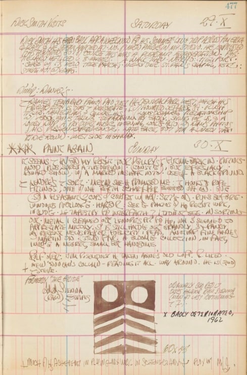 Journal page for October 29–30, 1960, with a color sketch of the painting In Praise of Dead Generals