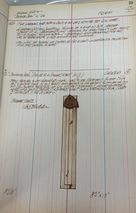 Journal page for January 16, 1959, and January 16, 1960, with a sketch of an early stage of the sculpture Jeanne d'Arc