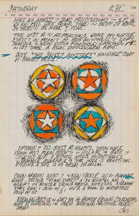 Journal page for June 2, 1962, with a color sketch of a detail of the painting The Triumph of Tira