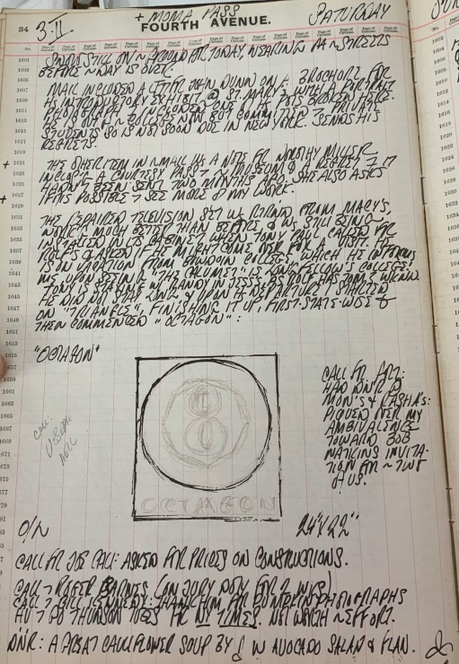 Journal page for February 3, 1962, with a black and white sketch of Pentagon: Octagon