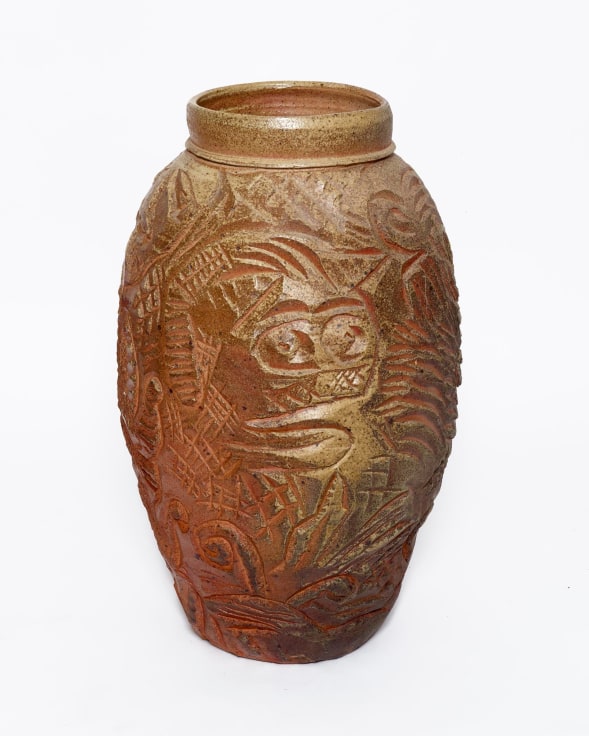 Image of KIRK MANGUS's Two Guardians Jar, 1984