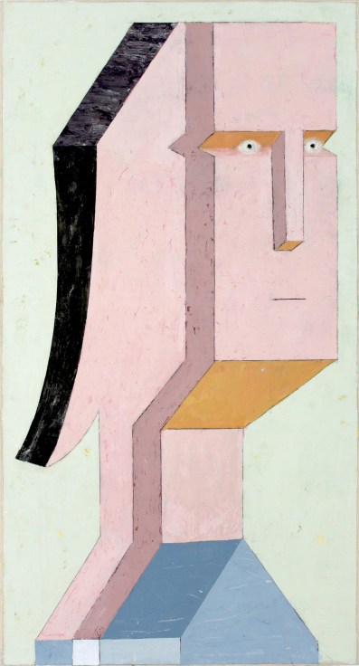 Two abstract geometric figures merge into one