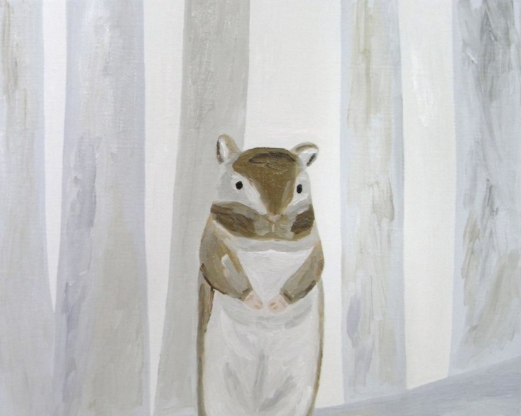 rodent-like animal standing in the center of the painting