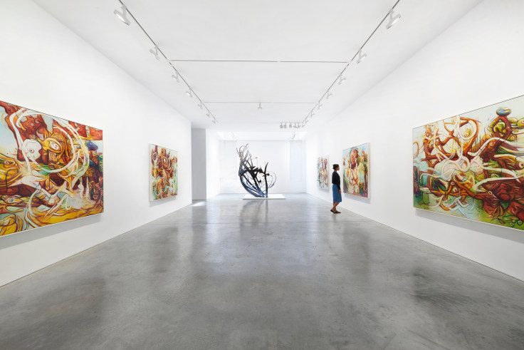Installation view of Matthew Ritchie:A Garden in the Machine, at James Cohan Gallery on 48 Walker Street