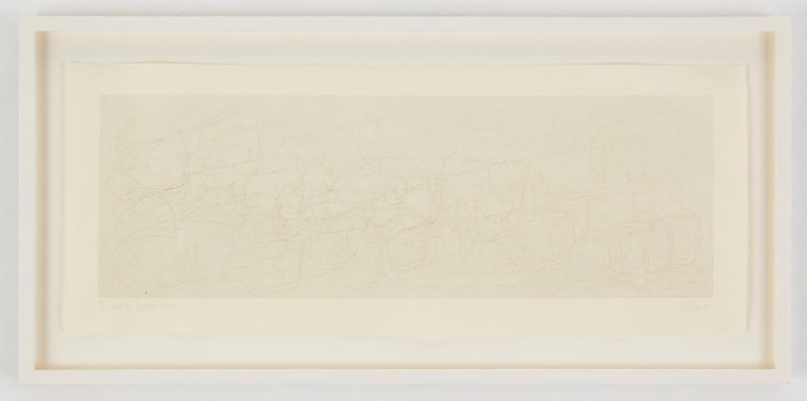 , JOHN CAGE&nbsp;(Where R = Ryoanji),&nbsp;1983&nbsp;Drypoint, Set of 4&nbsp;Each: 9 1/4 x 23 1/4 in. (23.5 x 59 cm)&nbsp;Edition of 25