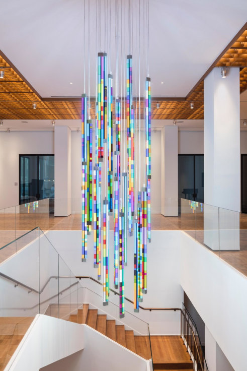 Hanging Multicolored LED Tubes of Variable Dimensions