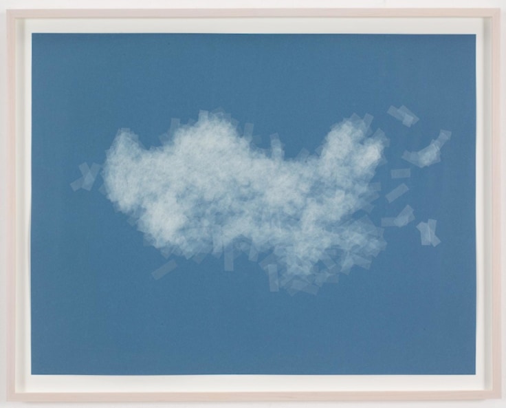 , SPENCER FINCH, Cloud (cumulus humilis, Australia), 2014, Scotch tape on paper, 19 3/4 x 25 1/2 in. (sheet), 21 5/8 x 27 1/2 in. (framed)