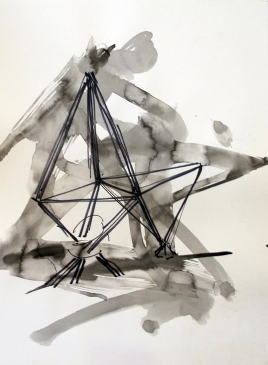 abstract drawing that looks like a study for the artist's sculptures