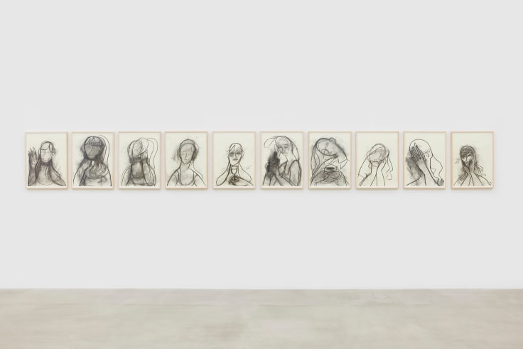 a series of drawings lined up in a row