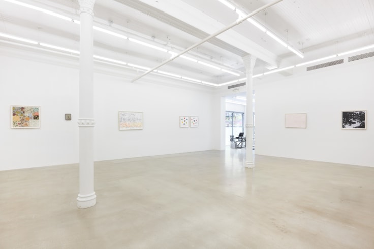 Installation view of several artworks