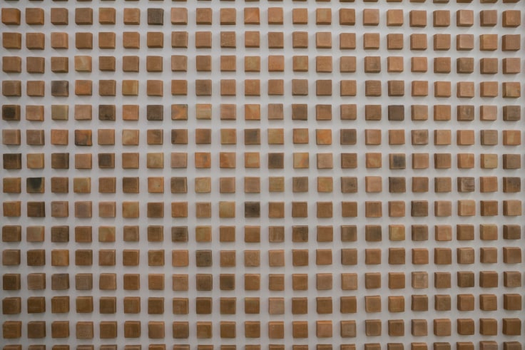 Close up view of 1400 handmade bricks