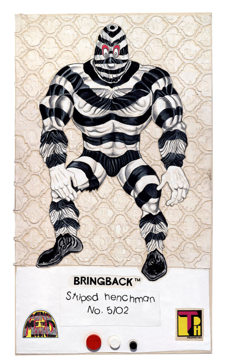 , TRENTON DOYLE HANCOCK, 8 Back Icon Series: Bringback - Striped Henchman, No. 5102, 2016,&nbsp;mixed media on canvas, 2016, 66 x 38 in.