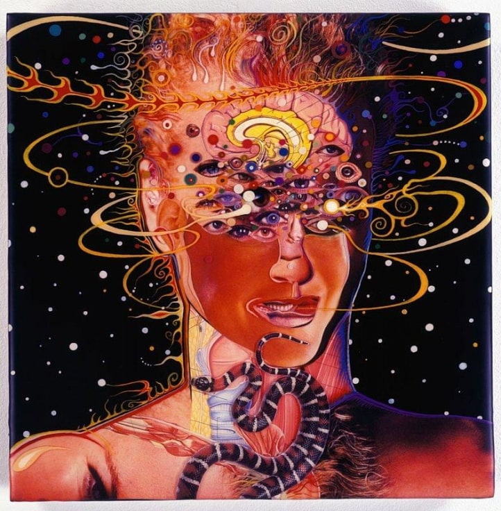 human head with several eyes