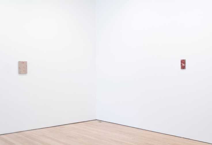 installation view of two small artworks