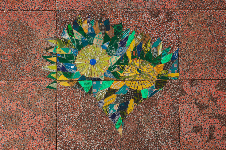 flowers composed of electrical components surrounded by swirling red electrical wires