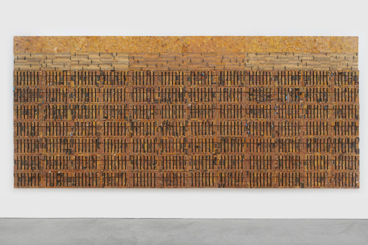 woven electrical wires and components creating a brown surface