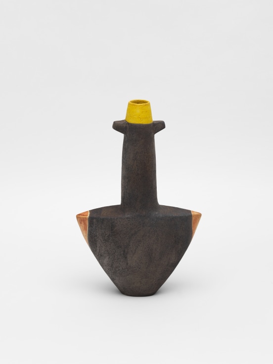 WAYNE NGAN, Sculptural Vase with Lugs and Yellow Rim, 2010