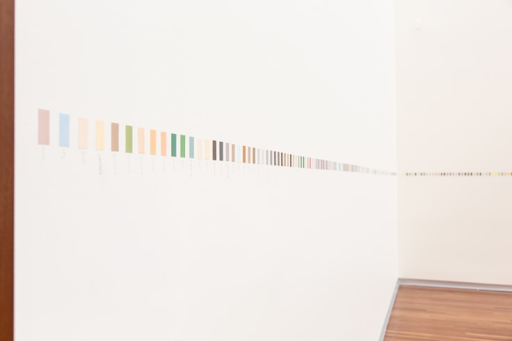 Installation View: Spencer Finch, Great Salt Lake and Vicinity, 1.132 ready-made Pantone chips Pencil