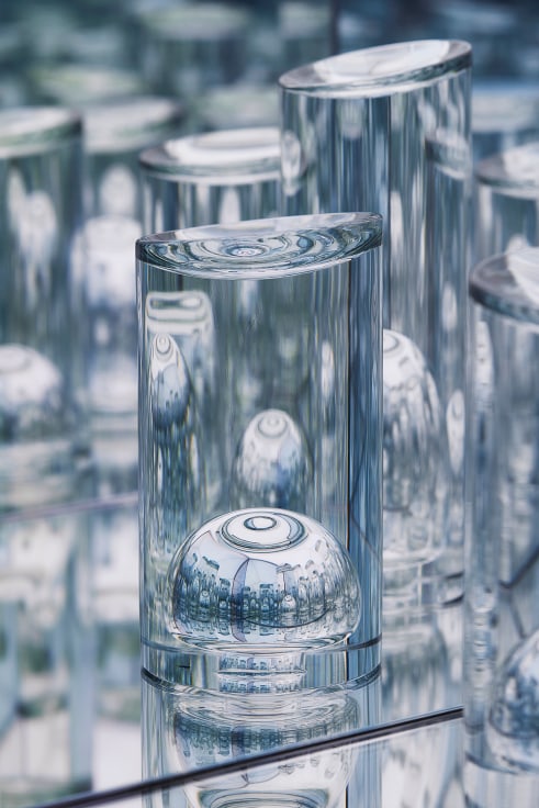 reflection of a glass sculpture