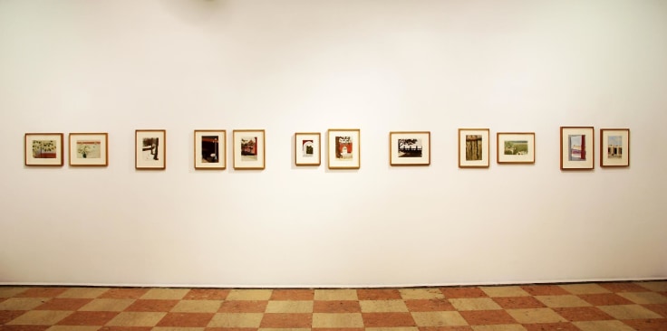installation view of several artworks