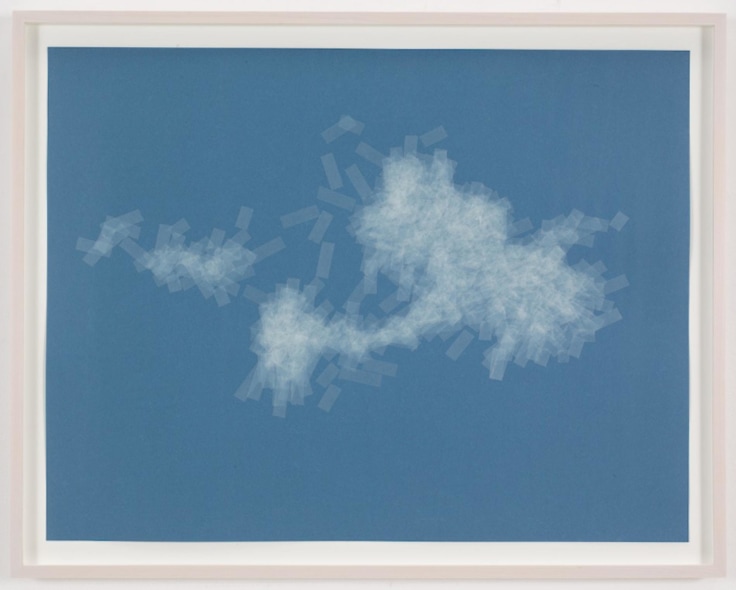 , SPENCER FINCH, Cloud (cumulus humilis, Vermont, 2), 2014, Scotch tape on paper, Sheet: 19 3/4 x 25 1/2 in., Framed: 21 5/8 x 27 1/2 in.