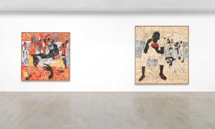 Installation view of Kaloki Nyamai's &quot;Dining in Chaos&quot;