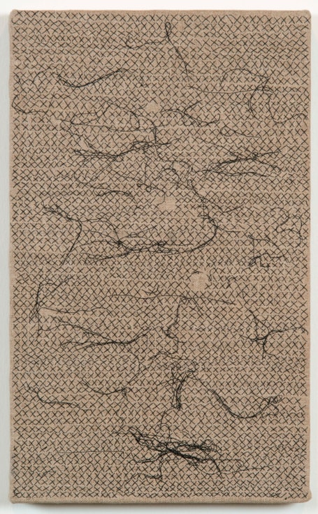 , HELENE APPEL Black Thread Stitches, 2013 Acrylic on linen 14 9/16 x 9 in. (37 x 22.9 cm)