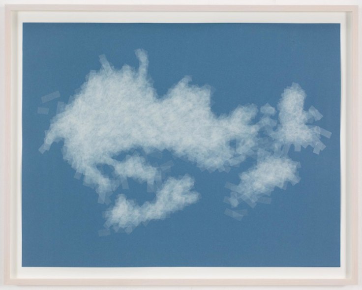 , SPENCER FINCH, Cloud (cumulus mediocris, Germany), 2014, Scotch tape on paper, 19 3/4 x 25 1/2 in. (sheet) 21 5/8 x 27 1/2 in. (framed)