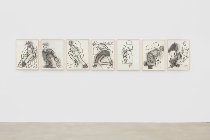 a series of drawings lined up in a row