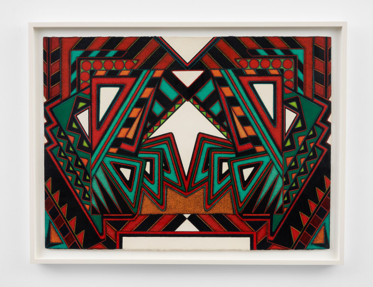 Image of MARY GRIGORIADIS's colorful oil pastel on paper artwork Portal #12, 1995 and 1997