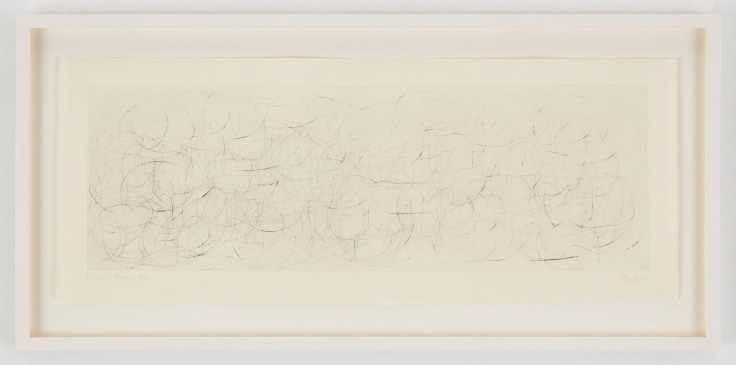 , JOHN CAGE&nbsp;(Where R = Ryoanji),&nbsp;1983&nbsp;Drypoint, Set of 4&nbsp;Each: 9 1/4 x 23 1/4 in. (23.5 x 59 cm)&nbsp;Edition of 25