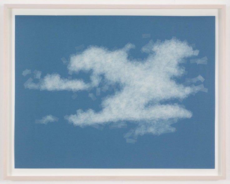 , SPENCER FINCH, Cloud (cumulus humilis, California), 2014, Scotch tape on paper, 19 3/4 x 25 1/2 in. (sheet), 21 5/8 x 27 1/2 in. (framed)