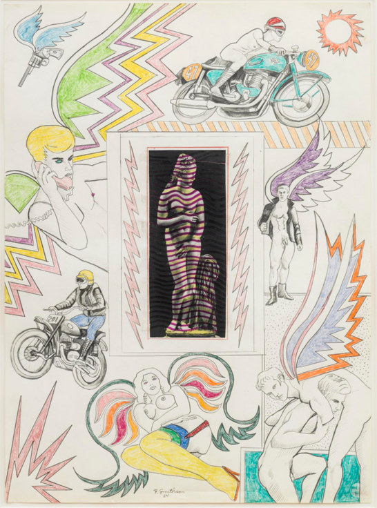 , ROBERT SMITHSON,&nbsp;Untitled [Venus with lightning bolts], 1964, Pencil and crayon with collage on paper, 30 x 22 in.&nbsp;