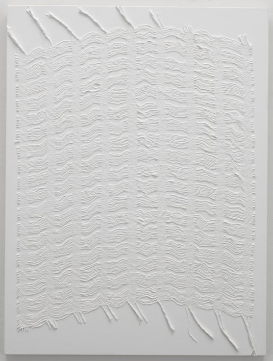 , MICHELLE GRABNER, Untitled, 2014 Burlap and gesso on panel 32 x 24 in.