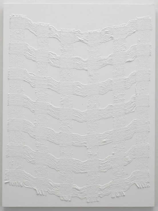 , MICHELLE GRABNER, Untitled, 2014 Burlap and gesso on panel 32 x 24 in.