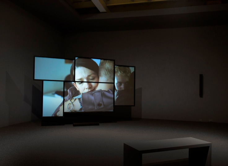 installation view of a video composed of multiple screens