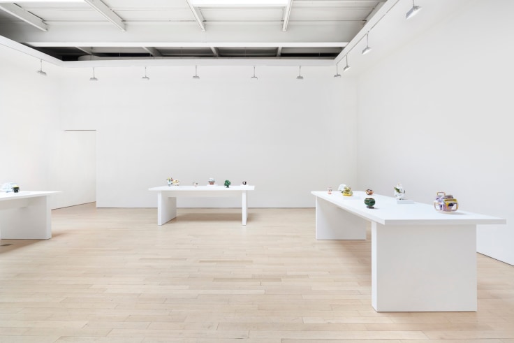 installation view of several artworks