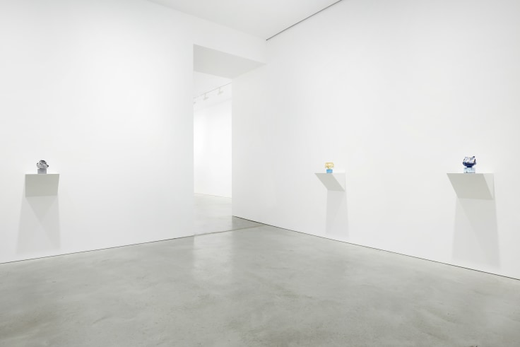 view of three small artworks