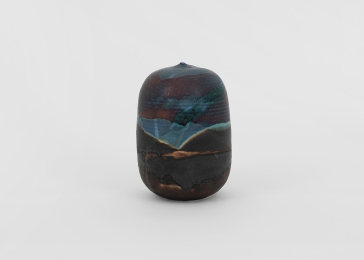 dark blue closed ceramic form