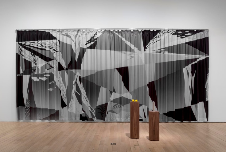 giant black and white curtain
